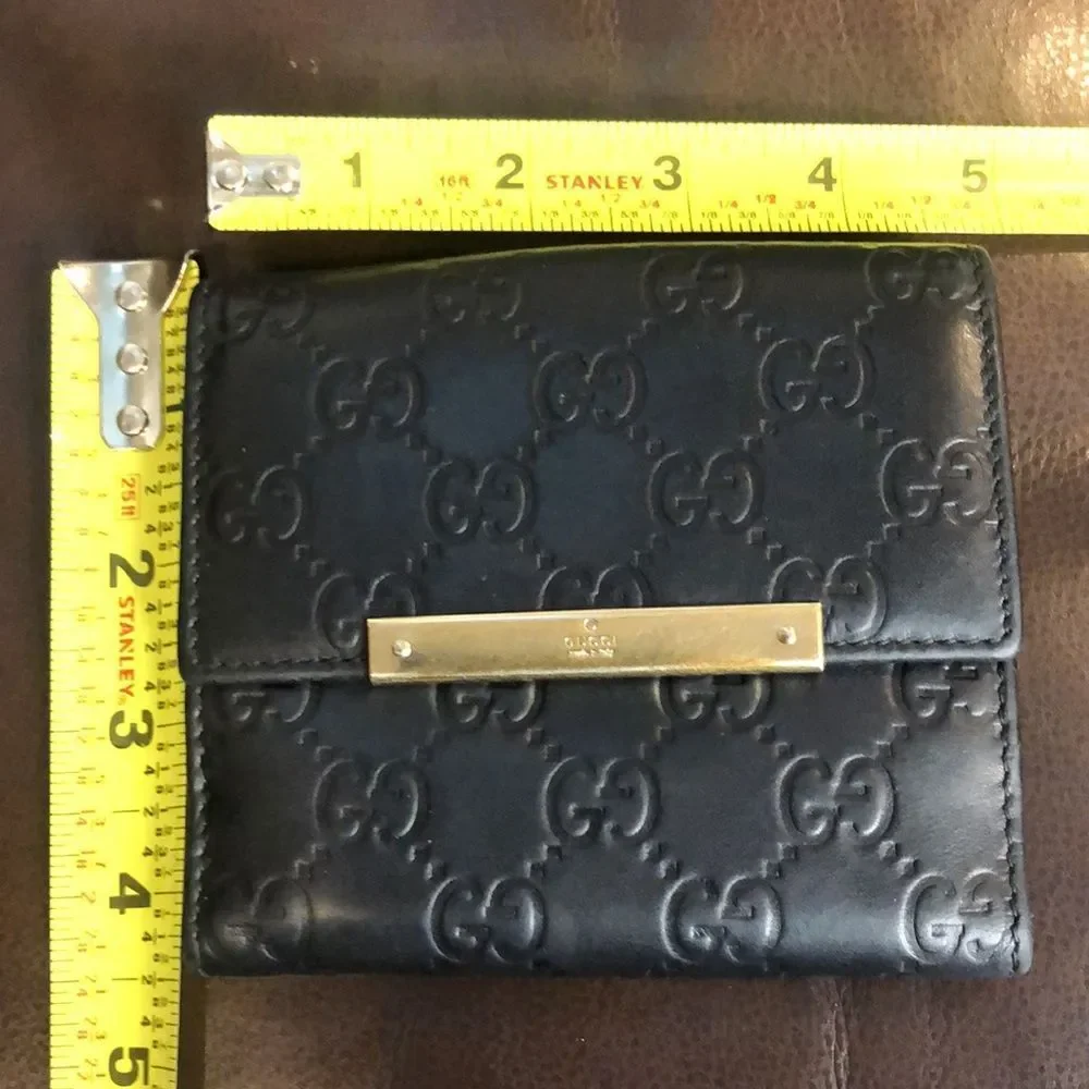 GUCCI GG Black Guccissima Bifold Wallet With Billfold & Coin Section - Picture 12 of 17
